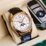 Swiss Replica Patek Philippe Complications Watch White MoonPhase Dial